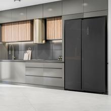 Bolero CoolMarket SBS 559 Glass D Frigorífico americano con 559 litros de capacidad, Puertas de Cristal Negro, 177x91 cm, Clase D, NoFrost, Compresor Inverter, Display en puerta, Fast Freezing, Modo Smart, MultiAirFlow