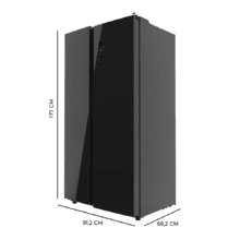 Bolero CoolMarket SBS 550 Glass D Frigorífico americano Side by Side Glass con 550 litros de capacidad, 177 cm de alto y 90 cm ancho, clase D, con sistema Multi Air Flow , total No frost, motor inverter plus.