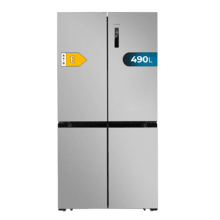 Bolero CoolMarket 4D 490 Inox E Frigorífico 4 puertas inox con una gran capacidad de 490 L, 183 cm de alto, 91 cm de ancho, clase energética E y motor inverter plus. Además, cuenta con distintos modos como Fast Cooling y Fast Freezing, así como sistemas como MultiAirFlow, Total NoFrost, Metal Cooling.