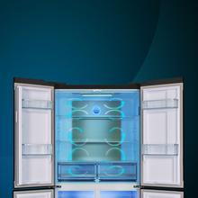 Bolero CoolMarket 4D 490 Glass E Frigorífico 4 puertas Glass con una gran capacidad de 490 L, 185 cm de alto, 91 cm de ancho, clase energética E y motor inverter plus. Además, cuenta con distintos modos como Fast Cooling y Fast Freezing, así como sistemas como MultiAirFlow, Total NoFrost, Metal Cooling.