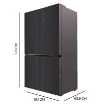 Bolero CoolMarket 4D 490 Glass E Frigorífico 4 portas Glass com 490 litros de capacidade, 185 cm de altura, 91 cm de largura, classe E e Motor Inverter Plus. Além disso, tem diferentes modos com Fast Cooling e Fast Freezing, assim como sistemas como Multi Air Flow, Total No Frost, Metal Cooling.