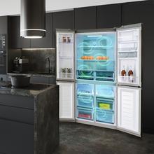 Bolero CoolMarket 4D 564 Inox E Frigorífico 4 puertas inox con una gran capacidad de 564 L, 183 cm de alto, 91 cm de ancho, con dispensador de agua, clase energética E y motor inverter plus. Además, cuenta con distintos modos como Fast Cooling y Fast Freezing, así como sistemas como MultiAirFlow, Total NoFrost o Metal Cooling.