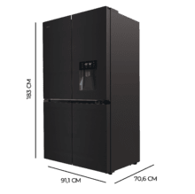 Bolero CoolMarket 4D 564 Glass E Frigorífico 4 portas Glass com 564 litros de capacidade, 185 cm de altura, 91 cm de largura, com dispensador de água, classe E e Motor Inverter Plus. Além disso, tem diferentes modos com Fast Cooling e Fast Freezing, assim como sistemas como Multi Air Flow, Total No Frost e Metal Cooling.