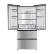 Bolero CoolMarket FD 510 Inox E Frigorífico 4 puertas inox estilo francés, con una gran capacidad de 510 L, 183 cm de alto, 85 cm de ancho, clase energética E y motor Inverter plus. Además, cuenta con distintos modos como Fast Cooling y Fast Freezing, así como sistemas como MultiAirFlow, Total NoFrost, Metal Cooling.