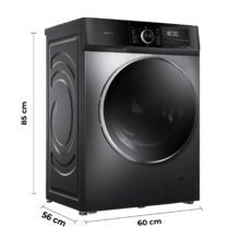 Bolero DressCode 9500 Inverter Steel A Lavadora de carga frontal  de 9 Kg steel, 1400 rpm, Motor Inverter Plus, SteamMax, Drum Clean, Allergy Care, Pearl Drum, Delay Start, Stop&Go, display LED y acabados cromados, programa ECO y KidLock