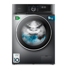 Bolero DressCode 9500 Inverter Steel A Lavadora de carga frontal  de 9 Kg steel, 1400 rpm, Motor Inverter Plus, SteamMax, Drum Clean, Allergy Care, Pearl Drum, Delay Start, Stop&Go, display LED y acabados cromados, programa ECO y KidLock