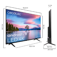 TV Cecotec A1 series ALU10043. Smart TV de 43" Televisores LED, Resolución 4K UHD, Sistema Operativo Android TV, Diseño Frameless, MEMC, Dolby Vision y Dolby Atmos, HDR10