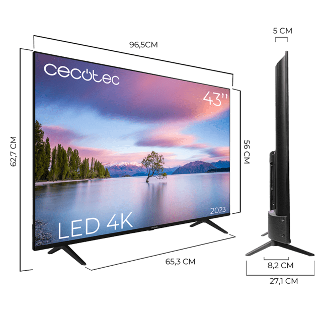 Smart TV de 43" TV Cecotec A1 series ALU10043. Televisores LED, Resolución 4K UHD, Sistema Operativo Android TV, Diseño Frameless, MEMC, Dolby Vision y Dolby Atmos, HDR10