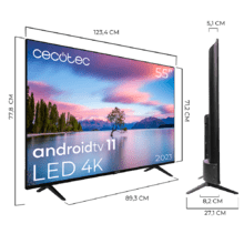 TV Cecotec A1 series ALU10055. Smart TV de 55" Televisores LED, Resolución 4K UHD, Sistema Operativo Android TV, Diseño Frameless, MEMC, Dolby Vision y Dolby Atmos, HDR10