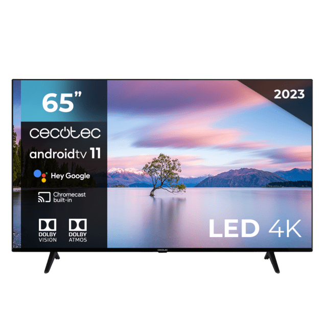 Smart TV de 65" TV Cecotec A1 series ALU10165. Televisores LED, Resolución 4K UHD, Sistema Operativo Android TV, Diseño Frameless, MEMC, Dolby Vision y Dolby Atmos, HDR10