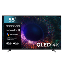 Smart TV de 55" TV Cecotec V1+ series VQU11055+. Televisores QLED, Resolución 4K UHD, Sistema Operativo Android TV, Diseño Frameless, MEMC, Dolby Vision y Atmos, Subwoofer, HDR10