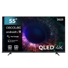 Smart TV 55" TV Cecotec serie V1+ serie VQU11055+. TV QLED, risoluzione 4K UHD, sistema operativo Android TV, design frameless, MEMC, Dolby Vision e Atmos, Subwoofer, HDR10.