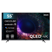 Smart TV de 55" TV Cecotec V1+ series VQU11055+. Televisores QLED, Resolución 4K UHD, Sistema Operativo Android TV, Diseño Frameless, MEMC, Dolby Vision y Atmos, Subwoofer, HDR10