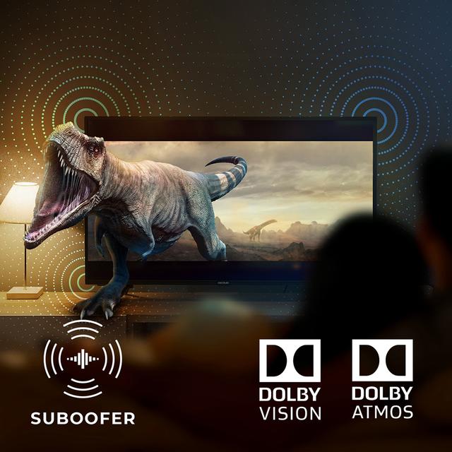 Smart TV de 65" TV Cecotec V1+ series VQU11065+. Televisores QLED, Resolución 4K UHD, Sistema Operativo Android TV, Diseño Frameless, MEMC, Dolby Vision y Atmos, Subwoofer, HDR10