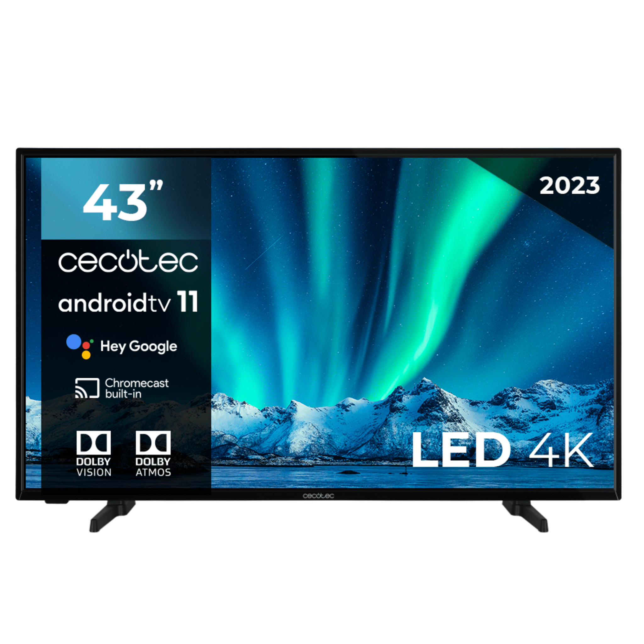 Smart TV de 43” TV Cecotec A series ALU00043. Televisión LED con resolución UHD y sistema operativo Android TV