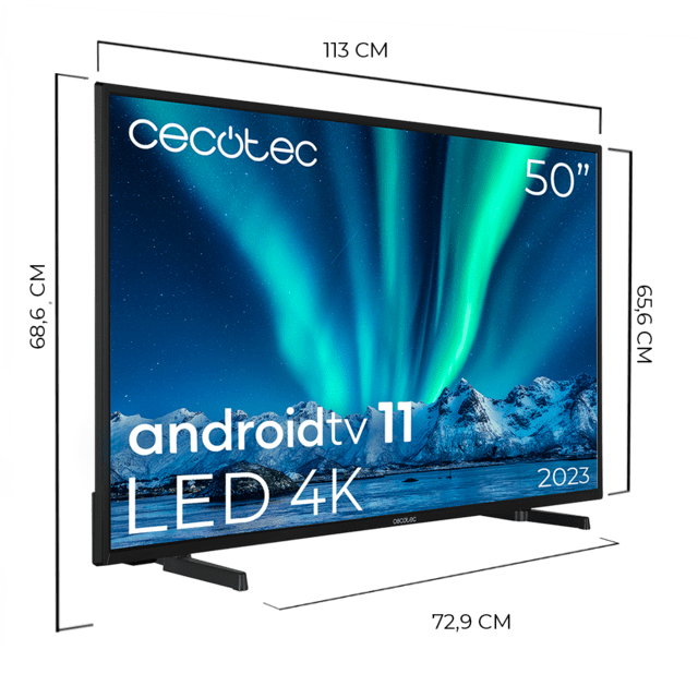 Smart TV de 50” TV Cecotec A series ALU00050. Televisión LED con resolución UHD y sistema operativo Android TV