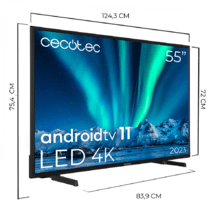Smart TV de 55' TV Cecotec A series ALU00055. TV LED com resolução UHD e sistema operativo Android TV.
