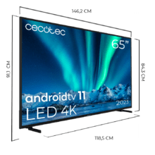 Smart TV de 65” TV Cecotec A series ALU00165. Televisión LED con resolución UHD y sistema operativo Android TV