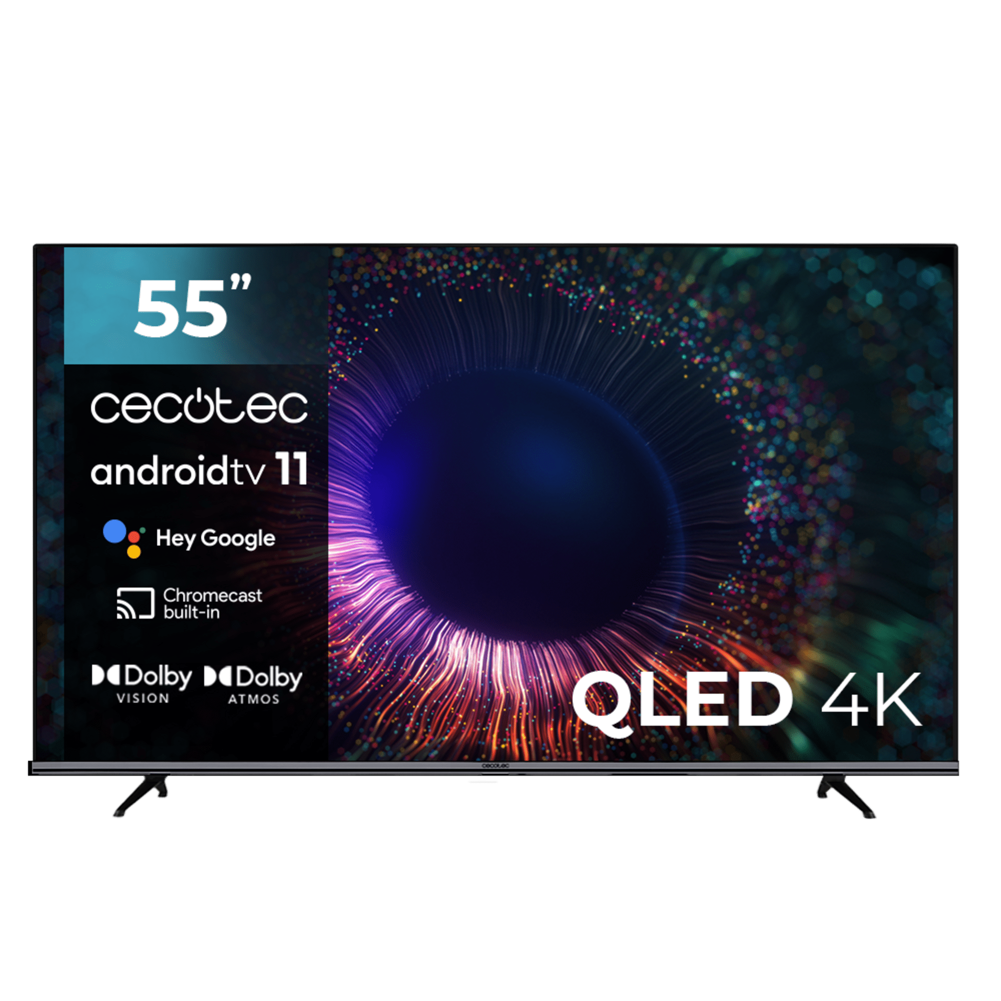 Cecotec TV V1+ series VQU11055+S QLED 55" TV avec résolution 4K UHD et Android TV OS