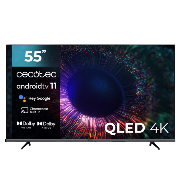 Cecotec TV V1+ Serie VQU11055+S QLED 55" TV mit 4K UHD Auflösung und Android TV OS
