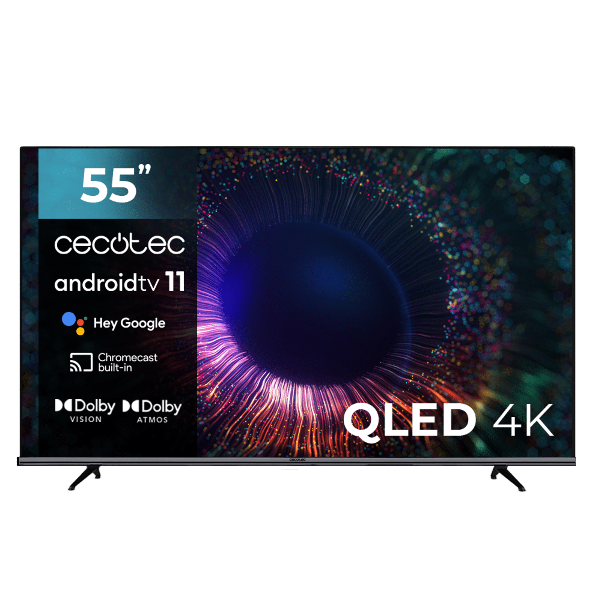 TV QLED 55” Cecotec V1+ Serie VQU11055+S – 4K UHD, Android 11, Design Frameless, Dolby Vision & Atmos, MEMC, Subwoofer, HDR10 – Modello 2023