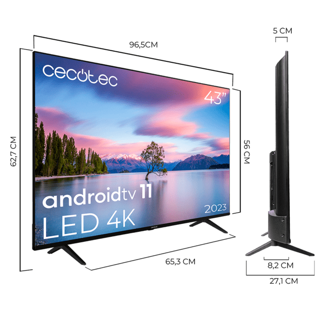Televisión LED 43” TV Cecotec A1 series ALU10043S con resolución 4K UHD y sistema operativo Android TV.