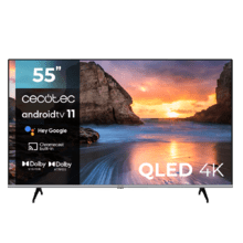 TV QLED de 55" TV Cecotec V1 series VQU10055S com resolução 4K UHD e sistema operativo de Android TV.