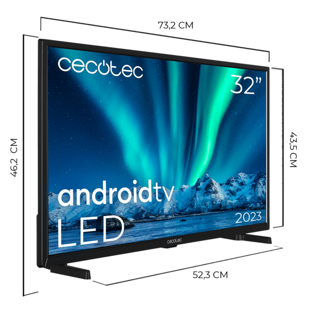 TV LED de 32' com resolução HD e sistema operacional Android TV 11, Chromecast, HDR10+, Google Voice Assistant, Classe E