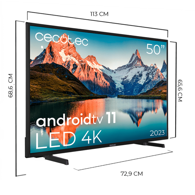TV Cecotec A series ALU00050M. Smart TV de 50”  Televisión LED con resolución UHD y sistema operativo Android TV