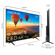 Televisión LED 43” TV Cecotec A1 series ALU10043SM con resolución 4K UHD y sistema operativo Android TV.