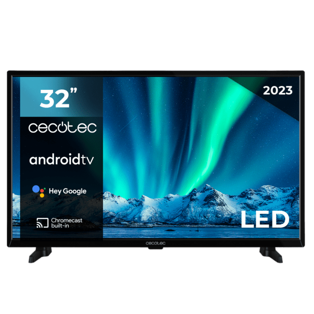 TV Cecotec A series ALH00032NS Televisión LED 32” con resolución HD, sistema operativo Android TV, Chromecast, HDR10+, Google Voice Assistant, clase E.