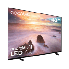 TV Cecotec A2 series ALU20043 TV LED 43” com resolução 4KUHD e sistema operacional Android TV, Chromecast, HDR10+, Google Voice Assistant, Classe E