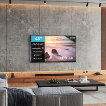 TV Cecotec A2 series ALU20043 TV LED 43” com resolução 4KUHD e sistema operacional Android TV, Chromecast, HDR10+, Google Voice Assistant, Classe E