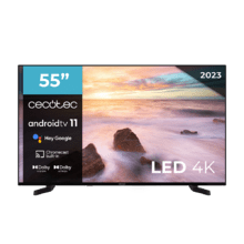 TV Cecotec Serie A2 ALU20055S TV LED da 55 pollici con risoluzione 4K UHD, sistema operativo Android TV 11, Chromecast, HDR10+, Assistente vocale Google, Classe E.