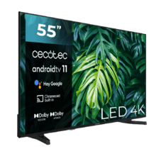 TV Cecotec A2 Serie ALU20055S 55" LED TV mit 4K UHD Auflösung, Android TV 11 Betriebssystem, Chromecast, HDR10+, Google Voice Assistant, Klasse E.