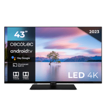 TV A2Z series ALU20043Z Televisión LED 43” con resolución 4K UHD, sistema operativo Android TV 11, Chromecast, HDR10+, Google Voice Assistant, clase E, con peana central.