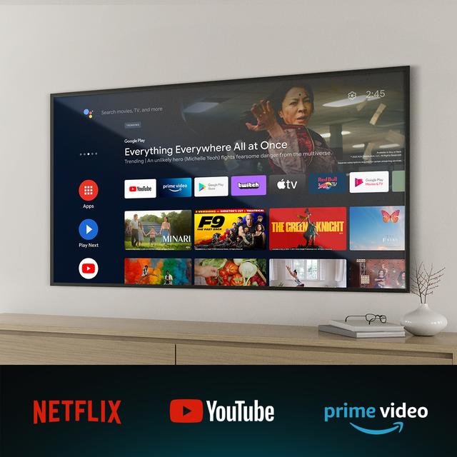 TV A2Z series ALU20043Z Televisión LED 43” con resolución 4K UHD, sistema operativo Android TV 11, Chromecast, HDR10+, Google Voice Assistant, clase E, con peana central.