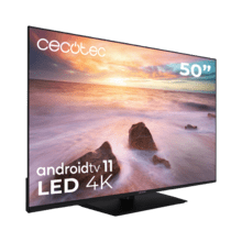 TV Cecotec A2Z series ALU20050Z Televisión LED 50” con resolución 4K UHD, sistema operativo Android TV 11, Chromecast, HDR10+, Google Voice Assistant, clase E, con peana central.