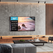 TV Cecotec A2Z Series ALU20050ZS TV LED 50" avec résolution 4K UHD, système d'exploitation Android TV 11, Chromecast, HDR10+, Google Voice Assistant, Classe E, avec pied central.