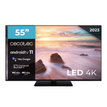 TV Cecotec A2Z Series ALU20055ZS Televisión LED 55” con resolución 4K UHD, sistema operativo Android TV 11, Chromecast, HDR10+, Google Voice Assistant, clase E, con peana central.