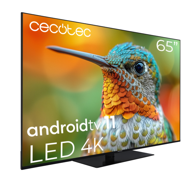 TV Cecotec A2Z series ALU20065Z M Televisión LED 65” con resolución 4K UHD, sistema operativo Android TV 11, Chromecast, HDR10+, Google Voice Assistant, clase E, con peana central.