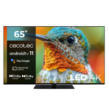 TV Cecotec A2Z series ALU20065Z M Televisión LED 65” con resolución 4K UHD, sistema operativo Android TV 11, Chromecast, HDR10+, Google Voice Assistant, clase E, con peana central.