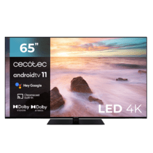 TV Cecotec A2Z series ALU20065Z Televisión LED 65” con resolución 4K UHD, sistema operativo Android TV 11, Chromecast, HDR10+, Google Voice Assistant, clase E, con peana central.