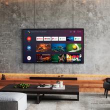 ‌TV Cecotec A2Z series ALU20065Z TV LED 65” com resolução 4k UHD e sistema operacional Android TV 11, Chromecast, HDR10+, Google Voice Assistant, Classe E e suporte central.