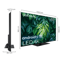 TV Cecotec A2Z Series ALU20065ZS Televisión LED 65” con resolución 4K UHD, sistema operativo Android TV 11, Chromecast, HDR10+, Google Voice Assistant, clase E, con peana central.