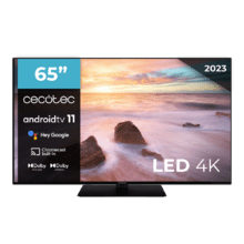 TV Cecotec A2Z Series ALU20065ZS Televisión LED 65” con resolución 4K UHD, sistema operativo Android TV 11, Chromecast, HDR10+, Google Voice Assistant, clase E, con peana central.