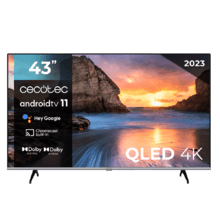TV V1 series VQU10043S Televisión QLED 43” con resolución 4K UHD, sistema operativo Android TV 11, Chromecast, HDR10+, Google Voice Assistant, clase E.