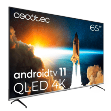 TV QLED de 65" com resolução 4K UHD, sistema operativo Android TV 11, Chromecast, HDR10+, Google Voice Assistant, Classe E.