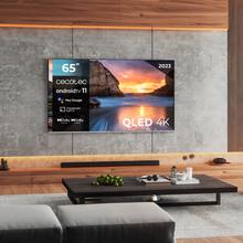 TV QLED de 65" com resolução 4K UHD, sistema operativo Android TV 11, Chromecast, HDR10+, Google Voice Assistant, Classe E.