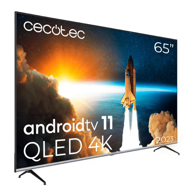 TV V1 series VQU10065S Televisión QLED 65” con resolución 4K UHD, sistema operativo Android TV 11, Chromecast, HDR10+, Asistente de voz de Google, clase E.